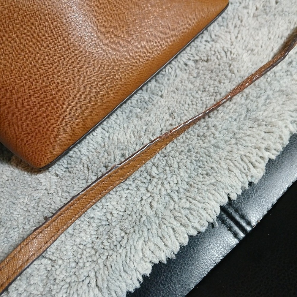 Michael Kors Cindy Dome Crossbody Bag Luggage Brown Saffiano Leather Chain Strap - Picture 14 of 14
